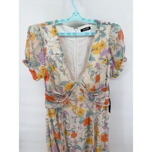 Revolve AGAIN Fonda Maxi Dress In Floral Sz L Lined Deep V Neck